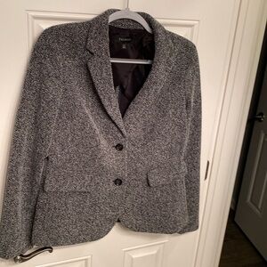 Talbots Herringbone Blazer Black/Ivory M